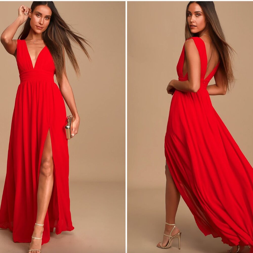 [LIKE NEW] Lulu's Heavenly Hues Red Maxi Dress XXS